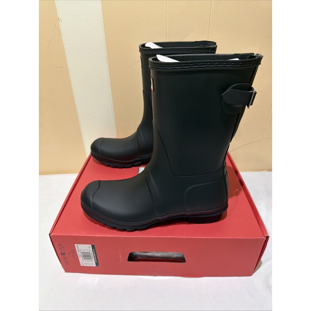 Hunter Original Women's Short Back Adjustable black Rain Boots. Size US 11. New - Picture 4 of 11